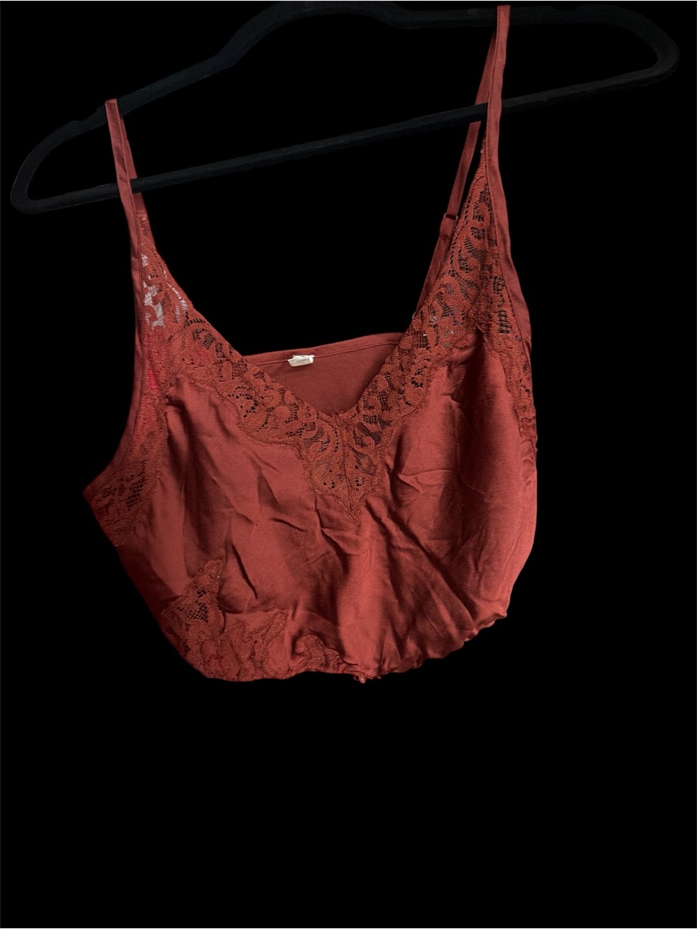 Free People Rust Lace-Trim Slip Camisole